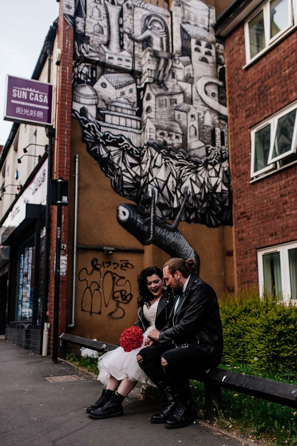 sheffield rock n roll bride with artificial red rose wedding bouquets by the brides bouquet uk