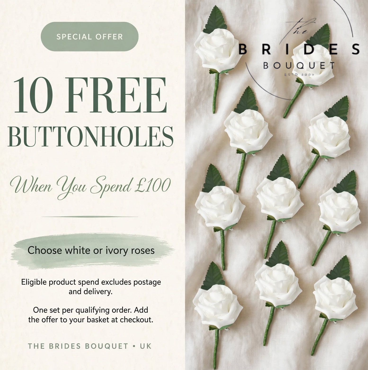 10 free rose buttonhole offer