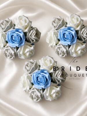 Set of three artificial rose posies handmade to order in your choice of up to 3 rose colours.